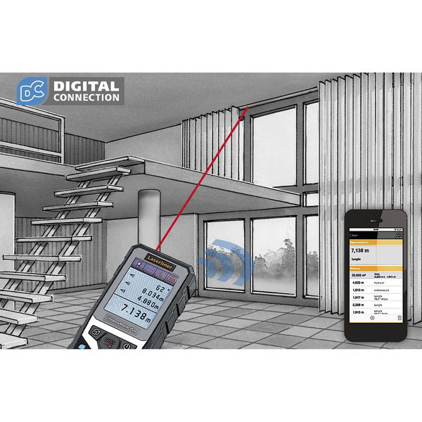 Laserliner Laser Entfernungsmesser DistanceMaster Plus 100m Lasermessgerät mit Digital Connection für Smartphones