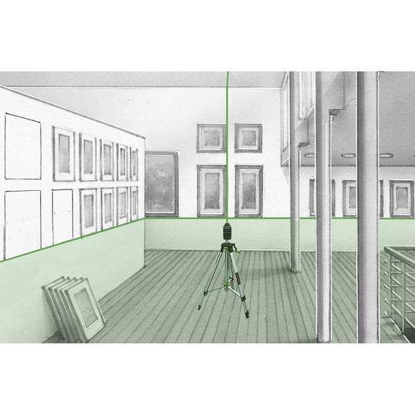Laserliner Kreuzlinienlaser mit Stativ Linienlaser grün – PockelLine G360 Set 3,7V Li-Ion