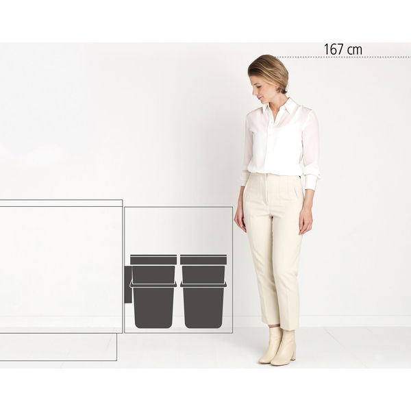 BRABANTIA Einbau-Abfallsammler Sort & Go Kunststoff ausschwenkbar
