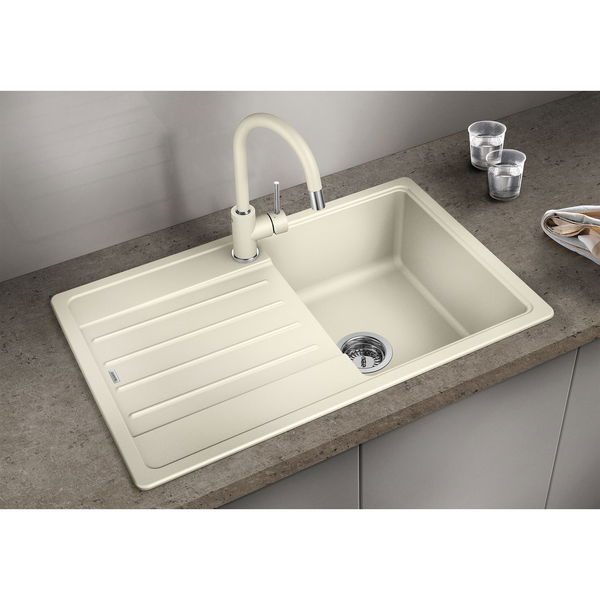 Blanco Einbauspüle mit Abtropffläche reversibel, Legra 45 S – Spülbecken aus Granit in Schwarz