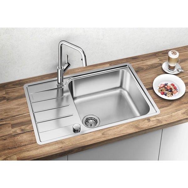 Blanco Einbauspüle – Spüle mit Abtropffläche Lemis XL 6 S-IF Compact inklusive Ablauffernbedienung, Edelstahl