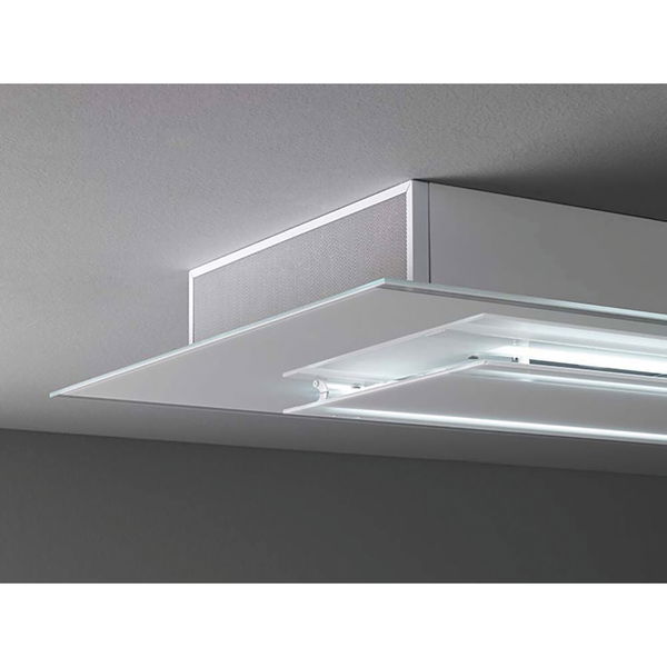 Falmec Decken-Dunstabzugshaube Aura 120 Weiß Glas 1200mm mit Randabsaugung und 5 Jahre Garantie – Touchbedienung, LED-Beleuchtung, Carbon.Zeo-Filter, Fernbedienung