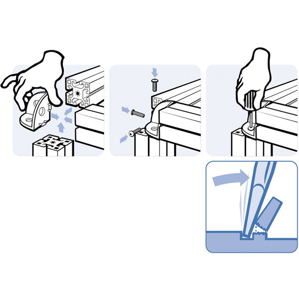 Fath Eckwinkel I 40×40 Set Item System zur rechtwinkligen Verbindung von 3 Aluprofilen mit Nut 8