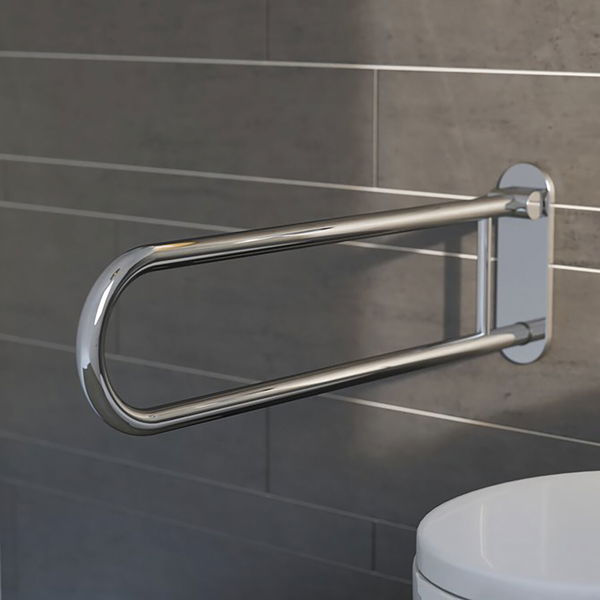 Geesa WC Haltegriff Comfort & Safety – Toilettengriff klappbar 700mm zum Schrauben, verchromt