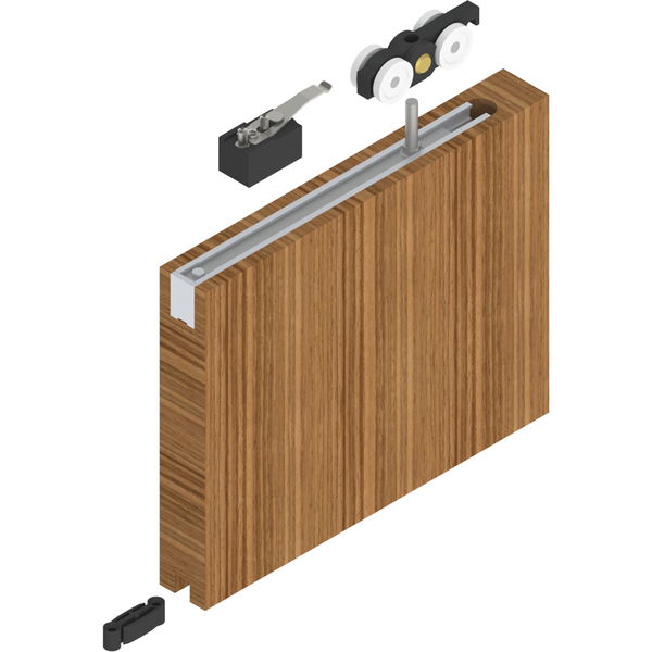 HELM 140 Beschlagset Holz minimale Einbauhöhe mit Stopper ohne Laufschine