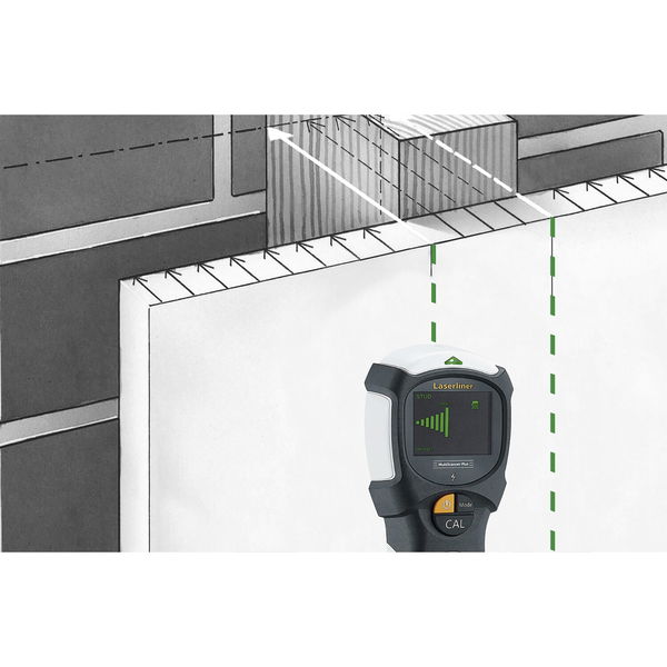 Laserliner Ortungsgerät MultiScanner Plus – Wandscanner Holz, Metall und Leitungen 10-12cm, 3,7V Li-Ion