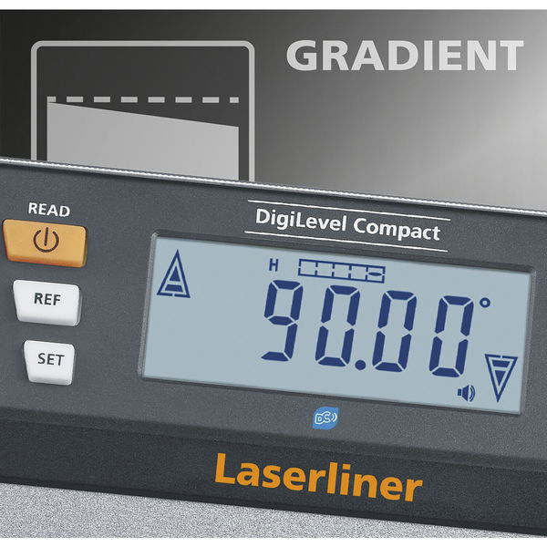 Laserliner Digitale Wasserwaage DigiLevel-Compact – kleine Wasserwaage magnetisch 23cm, grau/schwarz