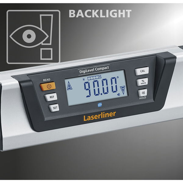 Laserliner Digitale Wasserwaage DigiLevel-Compact – kleine Wasserwaage magnetisch 23cm, grau/schwarz