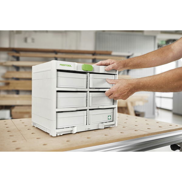Festool Systainer 3 Rack Rahmen mit T-Loc Set – 2in1 Sortimentskasten und Werkzeugkoffer mit 6x Mini Systainer