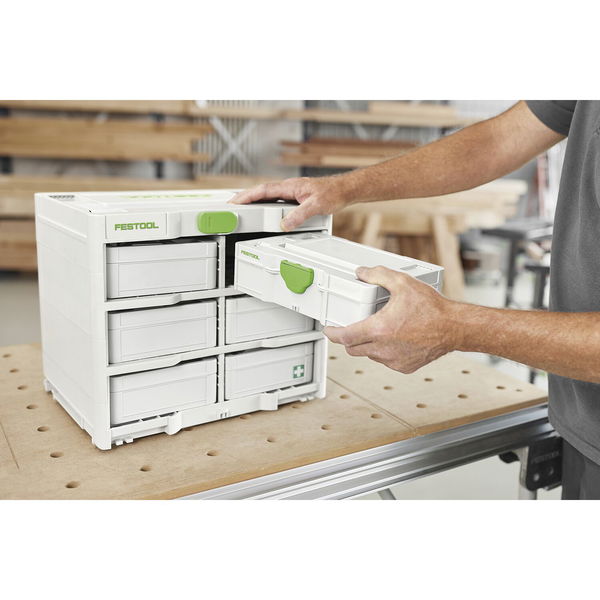 Festool Systainer 3 Rack Rahmen mit T-Loc Set – 2in1 Sortimentskasten und Werkzeugkoffer mit 6x Mini Systainer