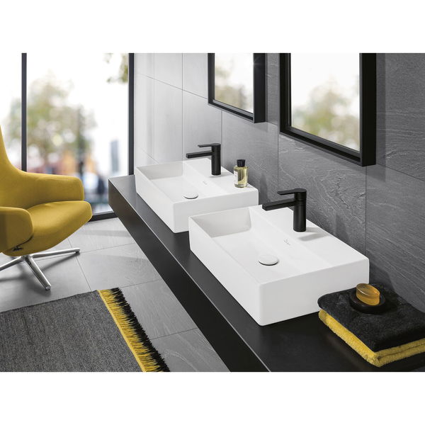 Villeroy & Boch Aufsatzwaschbecken eckig Memento 2.0 – Aufsatzwaschbecken aus hochwertigem Keramik mit innovativer CeramicPlus Oberfläche, weiß/alpin