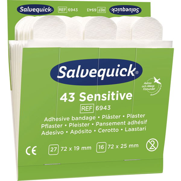 SALVEQUICK Wasserabweisende Pflaster Sensitive REF 6943 zu Spender – 258 Stück