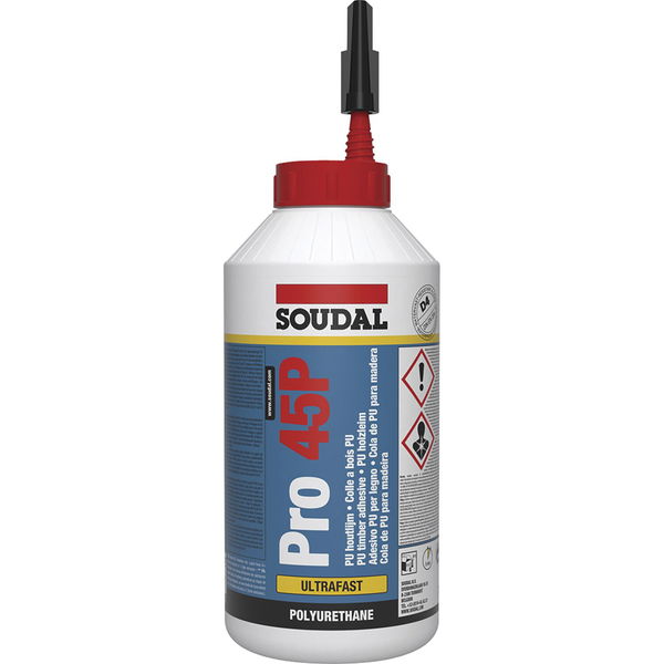 Soudal PU Holzleim Superfast Pro 40P D4, 5 Minuten verarbeitbarer Leim, 750g