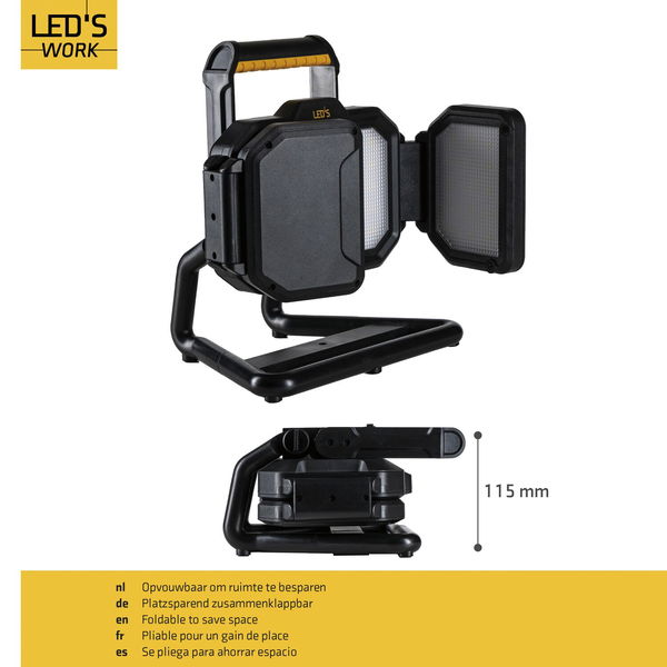 Led’s Work LED Akku Arbeitsstrahler, 30W, 3000 Lumen, IP54, dimmbar