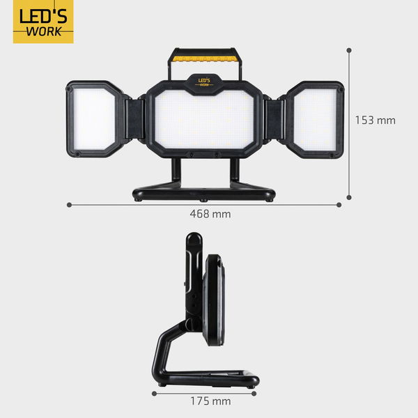 Led’s Work LED Akku Arbeitsstrahler, 30W, 3000 Lumen, IP54, dimmbar