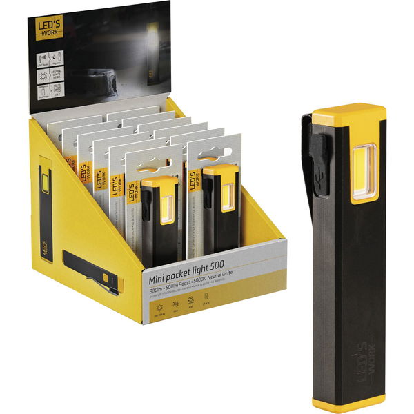 Leds Work Akku Handlampe LED 300 Lumen – 5000 K, USB-C, Magnet-Clip, 3 Lichtmodi