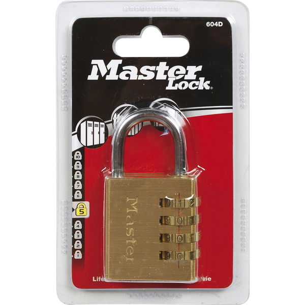 MASTER LOCK Vorhangschloss 604 EURD Zahlenschloss, 40 mm,Messing Finish SB