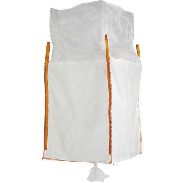 Containersack Big Bag Sack mit Auslauf und Schürze 1500 kg – Unbeschichtet – 90x90x115 cm – 4 Hebeschlaufen – Schürzendeckel – Auslaufstutzen