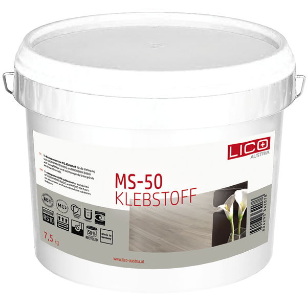 Lico Bodenkleber 1K Klebstoff MS-50 – Kleber für wasserfeste Böden im Innenbereich, 7,5kg