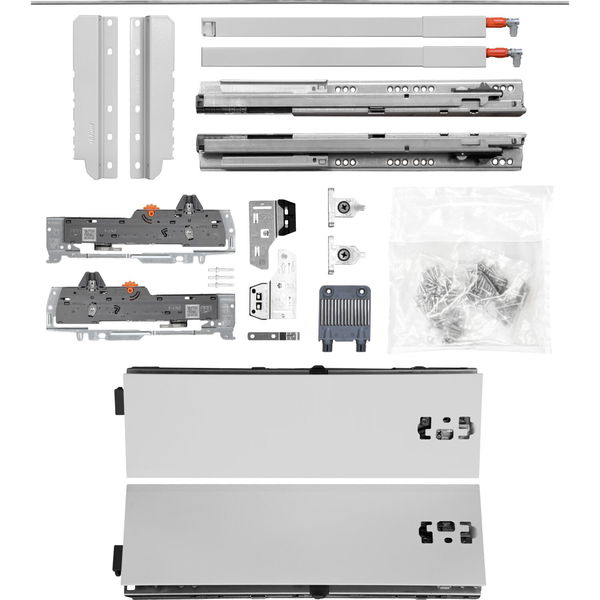 vasalat BLUM Tandembox Set Modell K mit Reling D KB 600-1400mm – grau