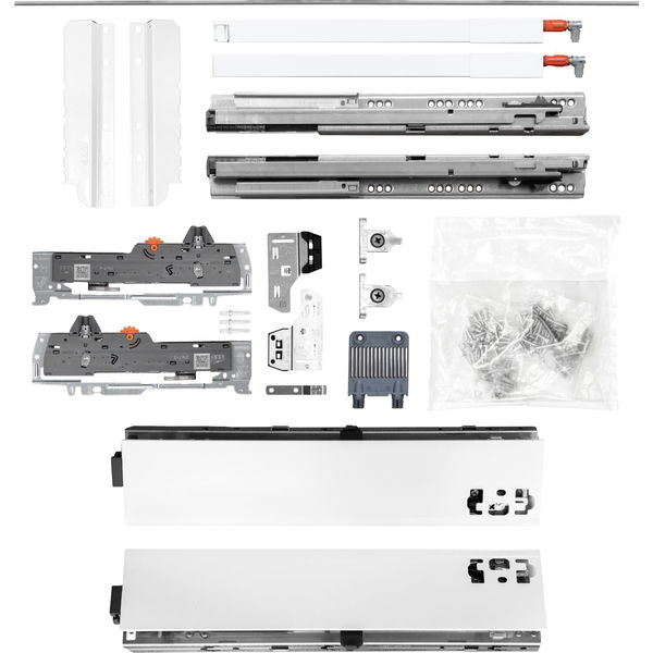 vasalat BLUM Tandembox Set Modell M mit Reling D KB 600-1400mm – weiß