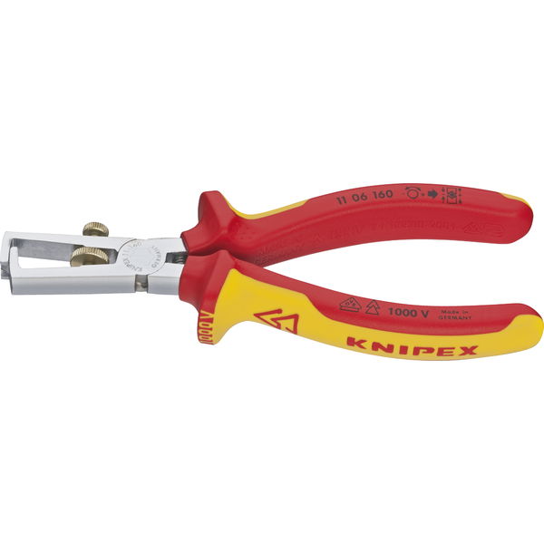 KNIPEX Abisolierzange VDE 1106, für Kabel 0,5 mm, 10 mm², AWG 7, L=160 mm