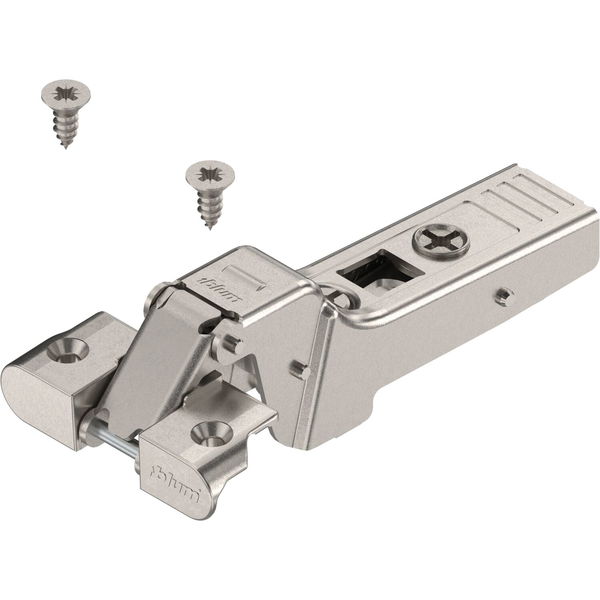 BLUM CLIP top Alurahmenscharnier 95°, 9,5 mm gekröpft mit Feder, Schrauben