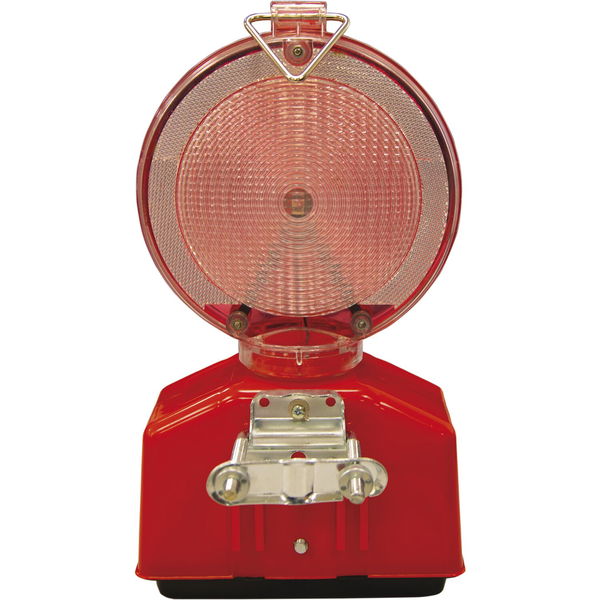 LED-Baustellenleuchte rot/transparente Linse mit Blink- oder Dauerlicht