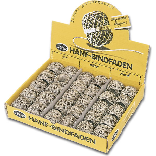 Bindfadensortiment Hanf sortiert Box mit 30 Knäuel