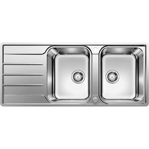 Blanco Einbauspüle 2D Lemis 8 S-IF – 2x Spüle mit Abtropffläche – Waschbecken reversibel, Edelstahl gebürstet