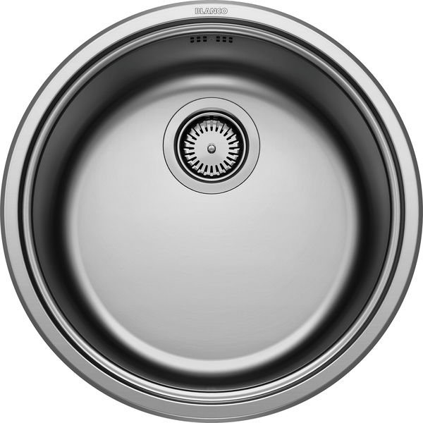 Blanco Spülbecken rund ø 460mm Rondosol – Edelstahlspüle, Bürstfinish + Siebkorbüberlaufventil