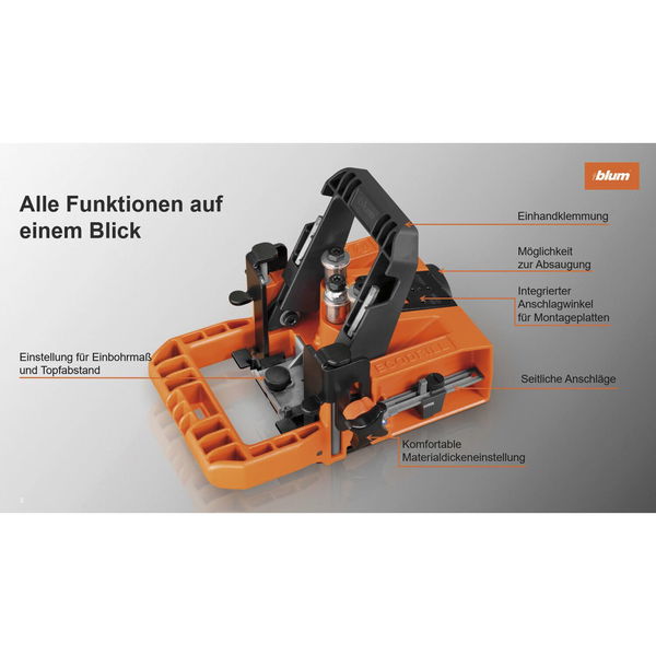 Blum Bohrlehre Montagehilfe Bohrhilfe für Blum Topfbänder Scharniere, Kunststoff/Aluminiumdruckguss