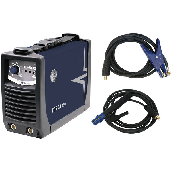 Böhler Elektro Schweißgerät Terra 150 Set 230V – Kompaktes MMA/WIG-Schweißgerät, Hot-Start, Arc-Force, Anti-Sticking, mit Zubehör