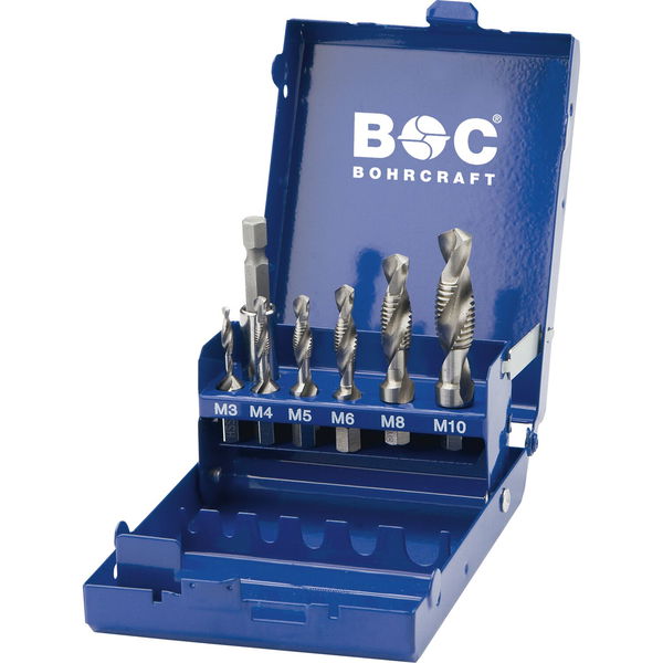 BOHRCRAFT Maschinen-Kombi-Gewindebohrer-Set HSS M3-M10 1/4″ 6-kant Schaft