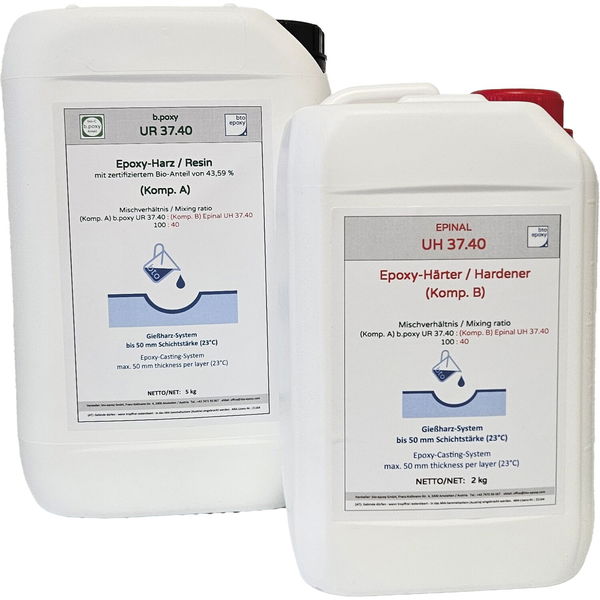 Bio Epoxidharz mit Härter – Gießharz für Bodenschichten bis 50mm, Set 5kg + 2kg