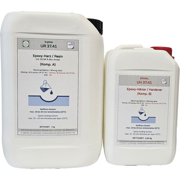 Bio Epoxidharz mit Härter – Gießharz für Bodenschichten von 10-20mm, Set 5kg + 2kg