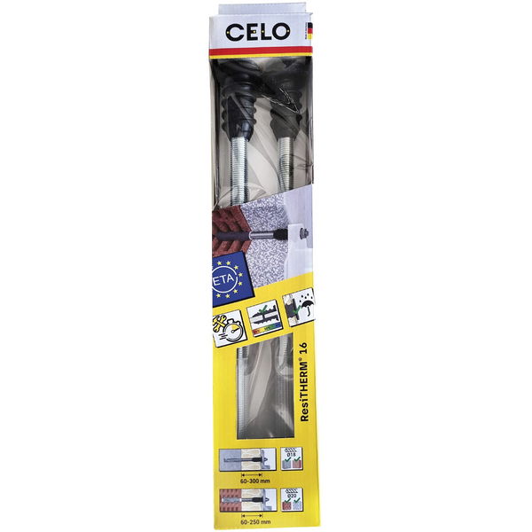 Celo Resitherm Gewindestangen M16 Länge 385mm mit Anschlussgewinde M12x70mm, Edelstahl A4 – 2er Set