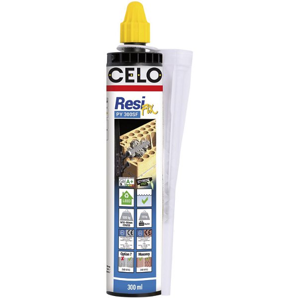 Celo Injektionsmörtel ResiFIX PY300 – Montagemörtel für ungerissenen Beton und Mauerwerk mit schneller Aushärtung, 3x Verbundmörtel und 8x Mischdüse