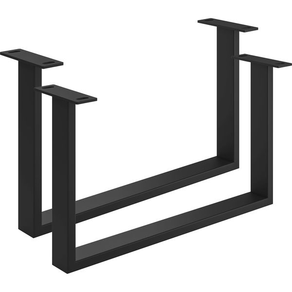 Couchtischkufe Etsi U-Form 600 mm Stahl schwarz pulverbeschichtet strukturiert – RAL 9005 – mit Verstellgleiter – 2er-Set
