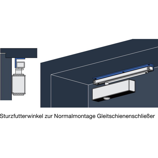 Eco Sturzfutterwinkel für Gleitschiene GSB (Türschließer TS31) silberfarbig
