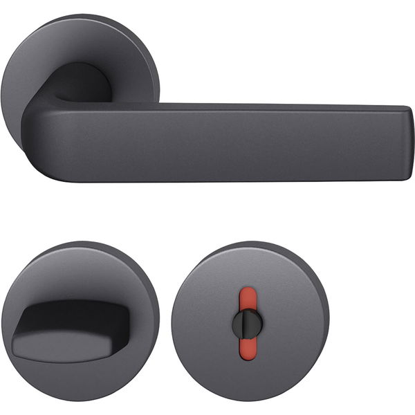 FSB Drückergarnitur 12 1267 ASL auf Rosette WC DIN, Aluminium schwarz matt