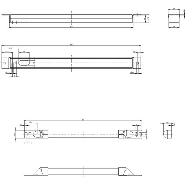 GU Kabelübergang verdeckt für Secury Automatic, 260 x 24 x 17 mm, Edelstahl