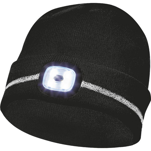 Auto Eisktratzer SET Winterhaube LED Mütze schwarz mit Winter-Handschuhe