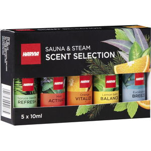 Produktbild für Sentiotec Sauna Duftöl Set – Sauna Aufgussmittel Minze, Orange, Eukalyptus, Fichtennadel und Melisse, 5-teilig