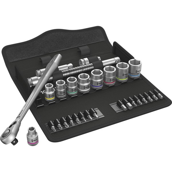 WERA Steckschlüssel-Satz Zyklop Metall 3/8″ mit Umschaltknarre 29-teilig