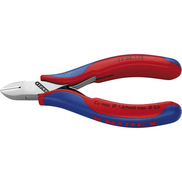 KNIPEX Elektronik-Seitenschneider 7702 DIN 9654 rund, kleine Facette, L=115 mm