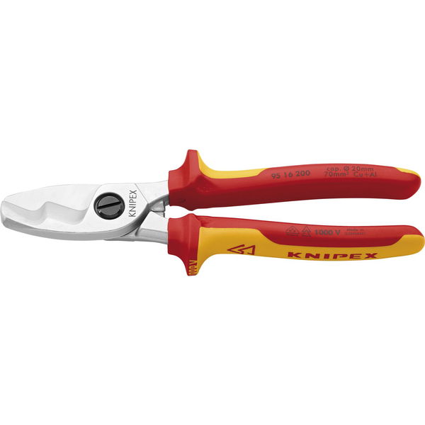 KNIPEX Kabelschere m. Doppelschneide VDE 9516 Kabel 20mm/70mm² 2K-Griff L=200mm