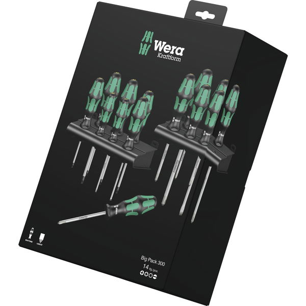 WERA Schraubendreher-Satz Big Pack 300 Schlitz/Phillips/Pozidriv/Torx®14-tlg