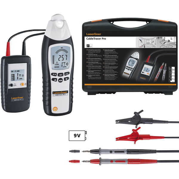 Laserliner Leitungssuchgerät Cable Tracer Pro für 12-250V – Stromprüfer, Sicherungsfinder Sender und Empfänger – Leitungsfinder für Ein- und Zweipolige Messungen