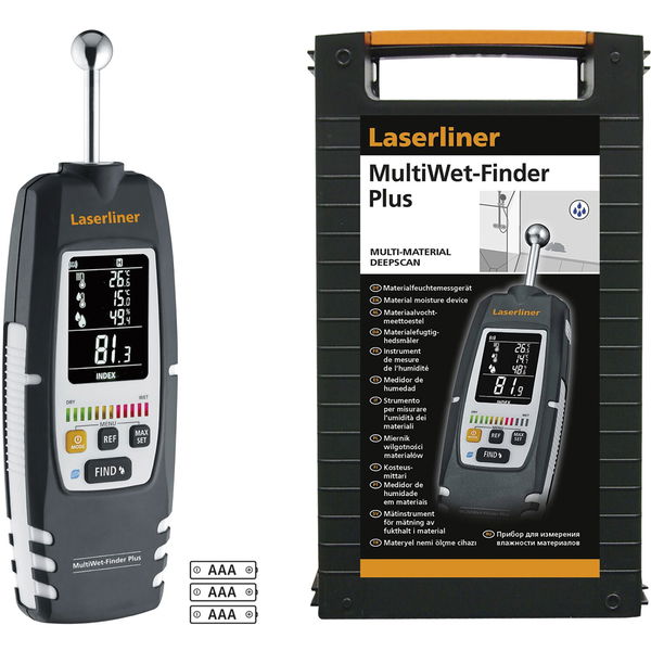 Laserliner Feuchtigkeitsmessgerät MultiWet Finder – Digital Feuchtigkeitsmesser Wand, Boden oder Decke